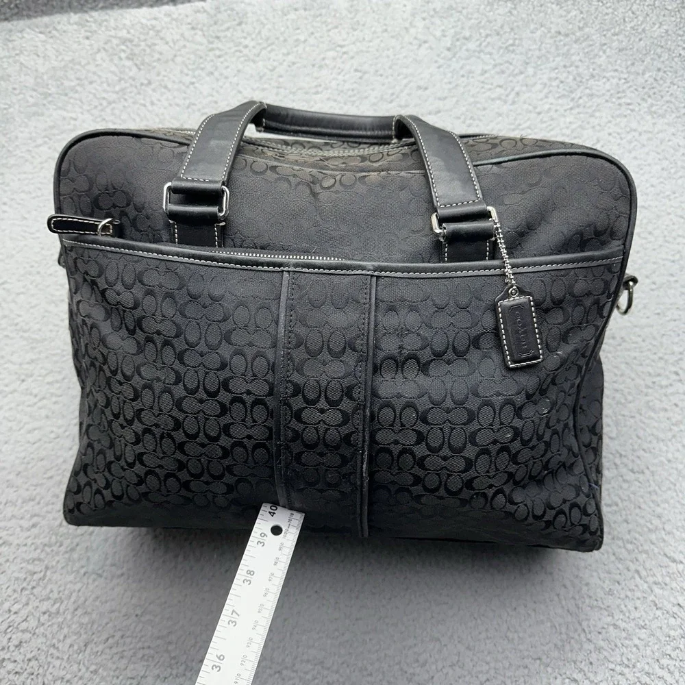 Coach Signature Black Briefcase Business Attache Laptop Bag w/o Shoulder Strap